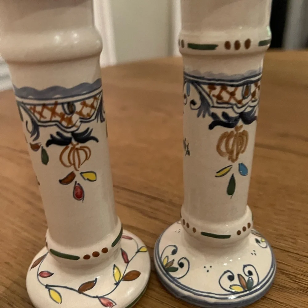 Vintage Cecconi Orvieto Italian Handcrafted &hand painted Ceramic Candle Holders
